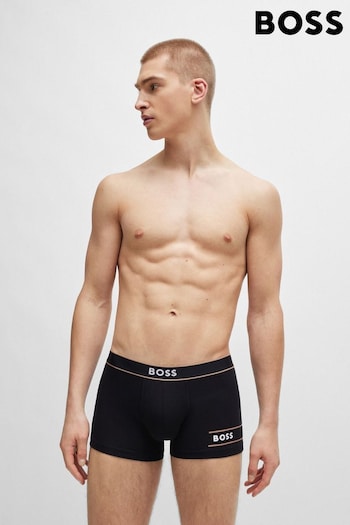 BOSS Black Stretch-cotton Trunks With Stripes And Branding (Q75746) | £27