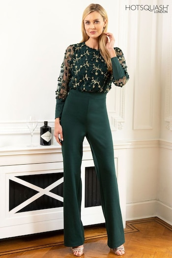 Hot Squash Green Ponte Jumpsuit with Blouson Sleeves (Q75758) | £169