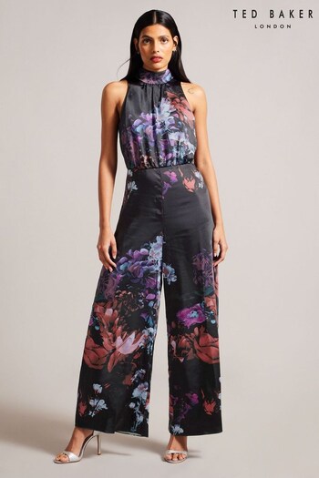 Ted Baker Marleeh Halterneck Black Jumpsuit With Palazzo Pant (Q75769) | £112