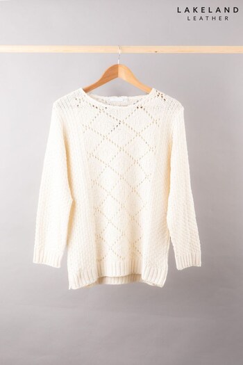 Lakeland Clothing White Daisy Knitted Jumper (Q75770) | £35