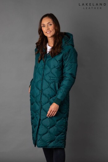 Lakeland Leather Green Melodie Longline Quilted Coat (Q75777) | £85