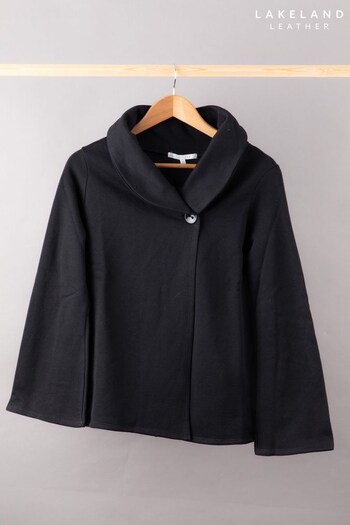 Lakeland Leather Eliza Fleece Back Black Jacket (Q75791) | £40