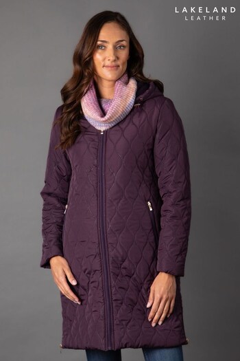 Lakeland Leather Purple Mandy Longline Quilted Coat (Q75798) | £70