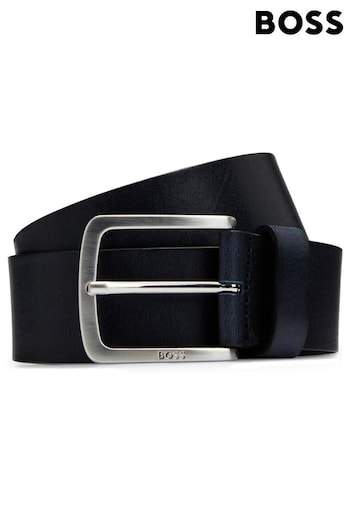 BOSS Blue Italian Leather Belt With Logo Engraved Buckle (Q75843) | £79