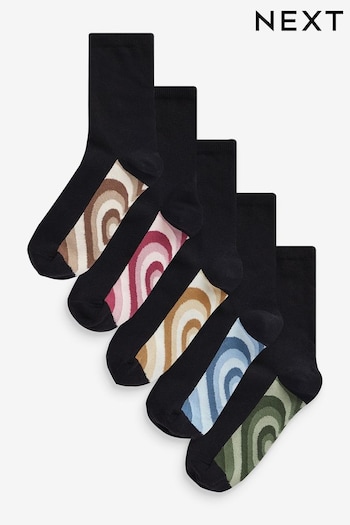 Hearts Black Footbed Ankle Socks 5 Pack (Q76135) | £12
