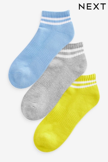 Grey/Blue/Green Stripe Cushion Sole Trainers Socks With Arch Support 3 Pack (Q76164) | £9