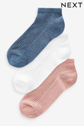 Pink/Navy/White Pellerine Trainers Socks 3 Pack (Q76165) | £9