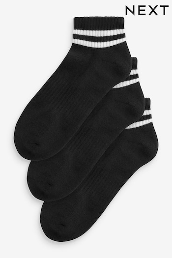 Black Stripe Cushion Sole Trainers Socks With Arch Support 3 Pack (Q76167) | £9