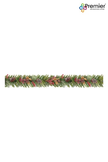 Premier Decorations Ltd Green 1.8M Natural Frosted Berry Cone Christmas Garland (Q76172) | £35