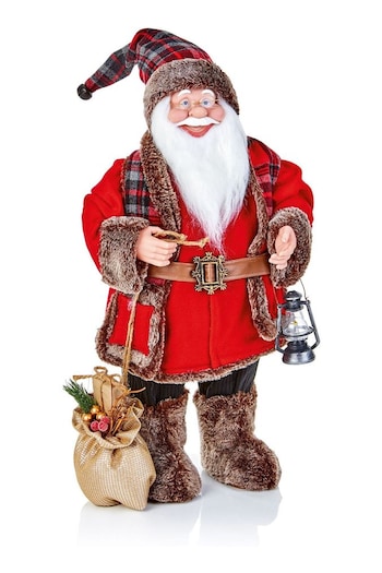 Premier Decorations Ltd Green Christmas 60cm Woodland Santa with Glasses, Gift Sack & Lantern (Q76198) | £40