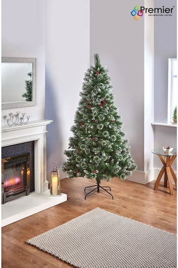 Premier Decorations Ltd Green 6ft Sugar Pine PVC Christmas Tree with Iced Tips, Berries & Cones (Q76208) | £150