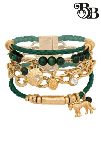 Bibi Bijoux Green 'Lioness Spirit' Layered Bracelet (Q76248) | £50
