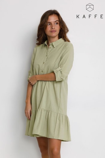 Kaffe Green Naya Tiered Collar Shirt Dress (Q76463) | £50