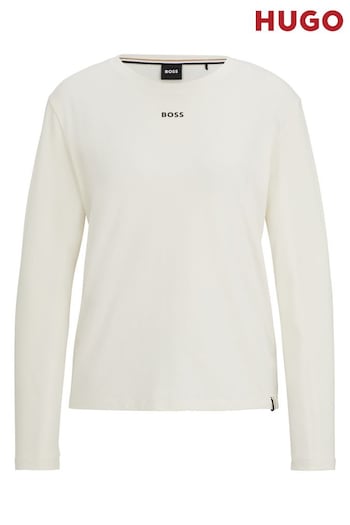 HUGO White Stretch-Cotton Long-Sleeved Pyjama Top (Q76493) | £59