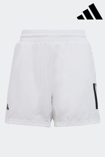 adidas White Club 3 Stripe Shorts (Q76496) | £23