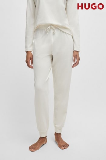 HUGO Cuffed White Pyjama Bottoms in Stretch Cotton With Branded Drawcords (Q76512) | £62