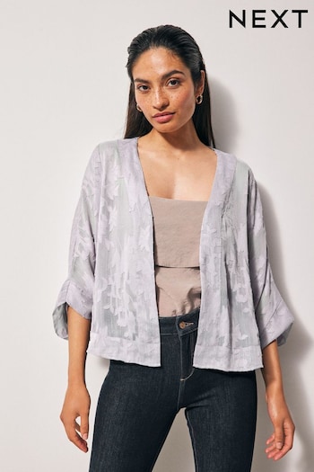 Grey Sheer Embroidered Kimono (Q76524) | £26