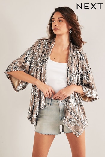 Silver Sequin Jacket Cover-Up (Q76532) | £48