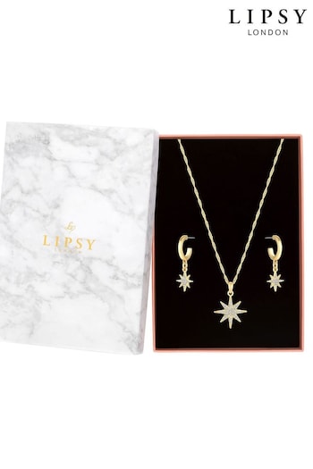 Lipsy Jewellery Gold Tone Celestial Y Drop Necklace And Earrings Set (Q76565) | £25
