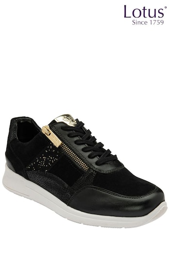 Lotus Black Leather Casual Zip-Up Trainers (Q76576) | £70