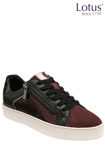 Lotus Black Leather Casual Zip-Up Trainers (Q76577) | £70