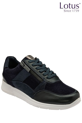 Lotus Blue Leather Casual Zip-Up Trainers (Q76578) | £70