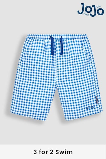 JoJo Maman Bébé Cobalt Blue Gingham Swim teddy Shorts (Q76593) | £16