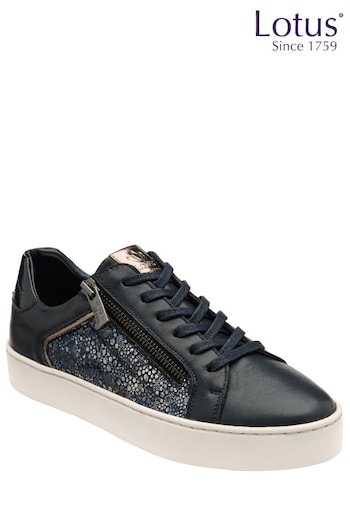 Lotus Blue Leather Casual Zip-Up Trainers (Q76608) | £70