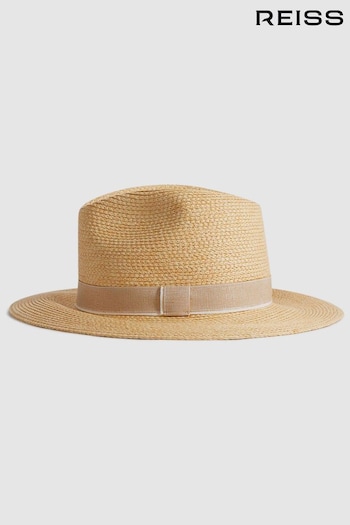 Reiss Natural Gracie Raffia Short Brim Sun Hat (Q76628) | £78