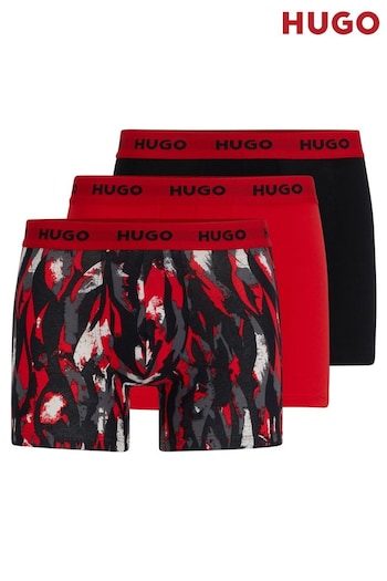 HUGO Red Stretch Cotton Boxer Briefs with Logo Waistbands 3 Pack (Q76656) | £42