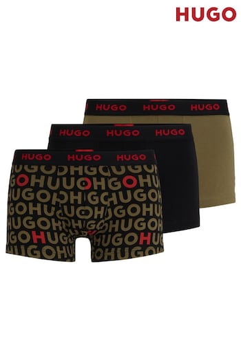 HUGO Green Stretch Cotton Trunks 3 Pack With Logo Waistbands (Q76660) | £42