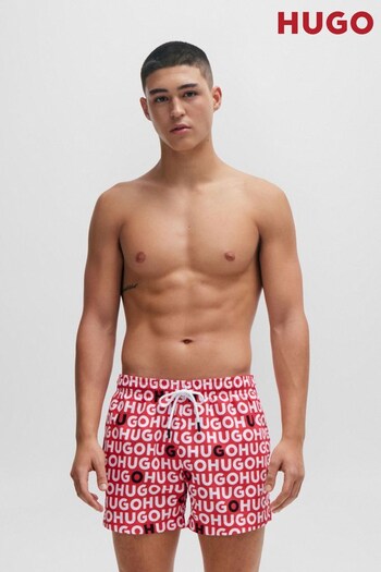 HUGO Red Recycled-Material Swim Shorts With Logo Print (Q76673) | £69