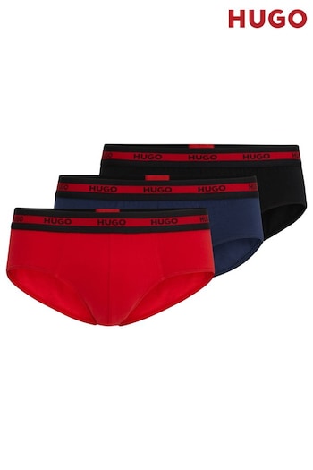 HUGO Red Stretch Cotton Briefs with Logo Waistbands 3 Pack (Q76682) | £42