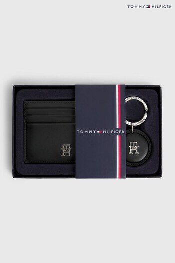 Tommy Hilfiger Monogram Cardholder And Key Fob Gift Black Set (Q76694) | £70