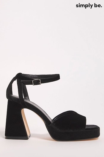 Simply Be Extra Wide Fitplatform Flared Heel Black Sandals (Q76712) | £35