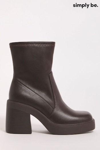 Simply Be Brown Rust Wide Fit Ankle Platform Lite Boots (Q76718) | £45
