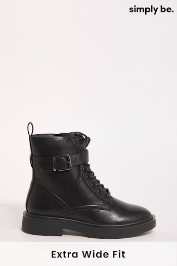 Simply Be Black Extra Wide Fit Classic Lace up Ankle Boots (Q76722) | £45