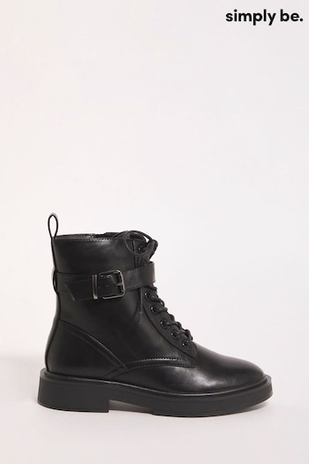 Simply Be Wide Classic Lace Up Black Ankle Boots GUESS (Q76726) | £45