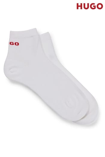 HUGO Short Length Logo White Socks 2 Pack (Q76728) | £13