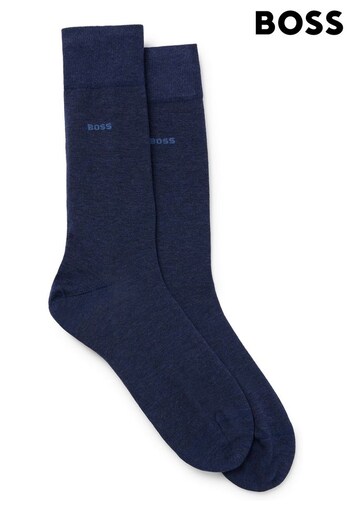 BOSS Blue Regular Length Socks 2 Pack In Stretch Cotton (Q76729) | £21