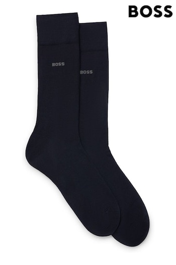 BOSS Dark Blue Regular Length Logo 2 Pack Socks (Q76734) | £21