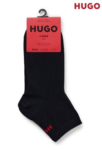 Hugo of Short Length Logo Black Socks 2Pk (Q76737) | £13