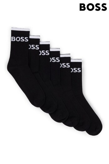 BOSS Black Ribbed Short Socks In A Cotton Blend 6 PK (Q76743) | £35
