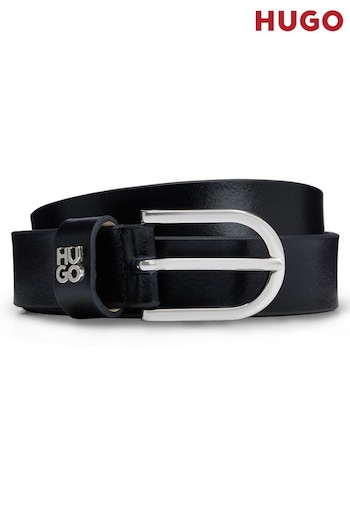 HUGO Stacked Logo Italian Leather Belt (Q76750) | £69