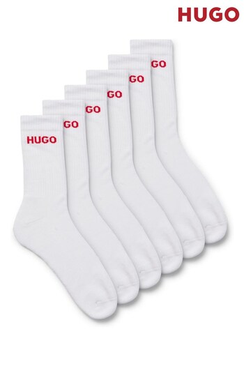 HUGO Six-Pack of Quarter-Length White Socks With Logo Detail (Q76761) | £35