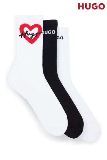 HUGO Quarter Length Cotton Blend White Socks 3 Pack (Q76765) | £24