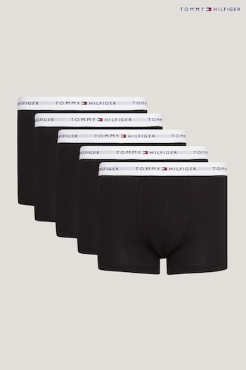 Tommy Hilfiger Signature Cotton Essential Black Trunks 5 Pack (Q76768) | £60