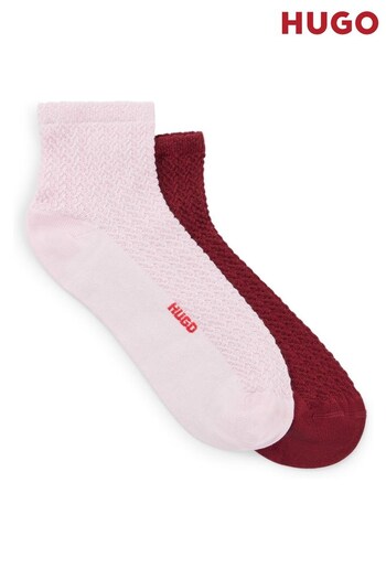 HUGO Pink of Quarter-Length Socks 2 Pack With Logo Details (Q76776) | £16