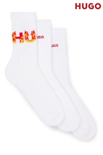 HUGO White Three-pack Of Short-length Socks With Logo Details (Q76785) | £24