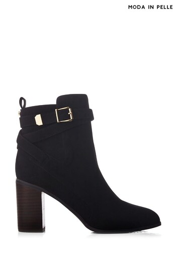 Moda in Pelle Black Marilena Block Heel Smart Ankle Boots With Double Cross Strap (Q76870) | £149